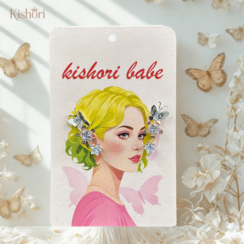 Crystal Butterfly Trio Set for women | Kishori anti-tarnish jewellery set