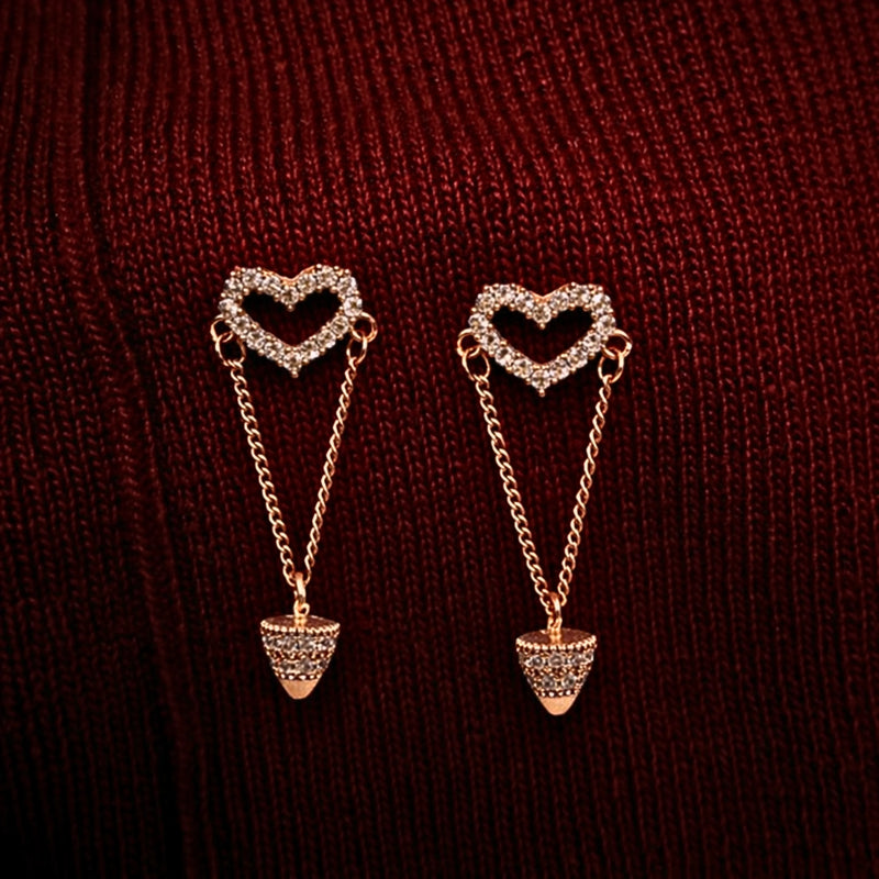 Heart Shape Stud Dangle Drop Earrings for women | Kishori anti-tarnish ring