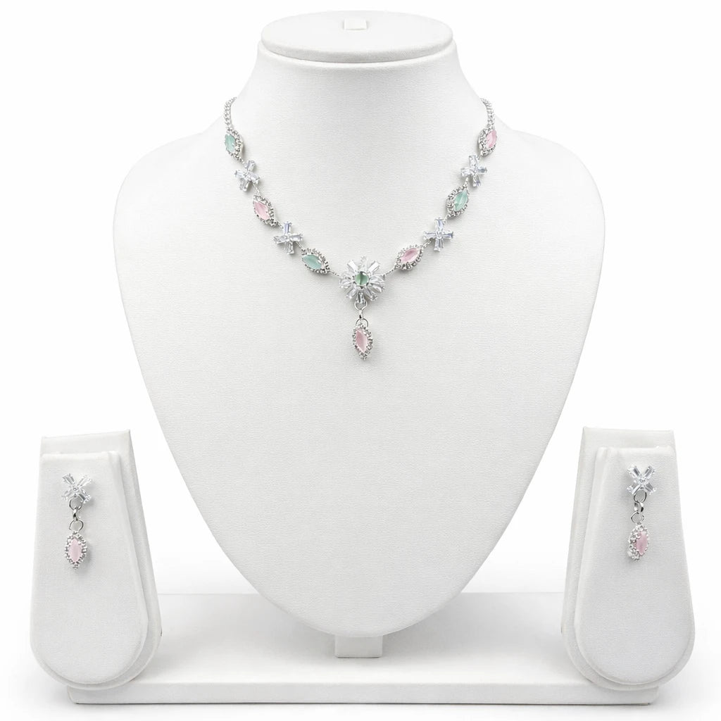 Mint & Rose Garden Necklace set | Anti-Tarnish Pendant/Neckl