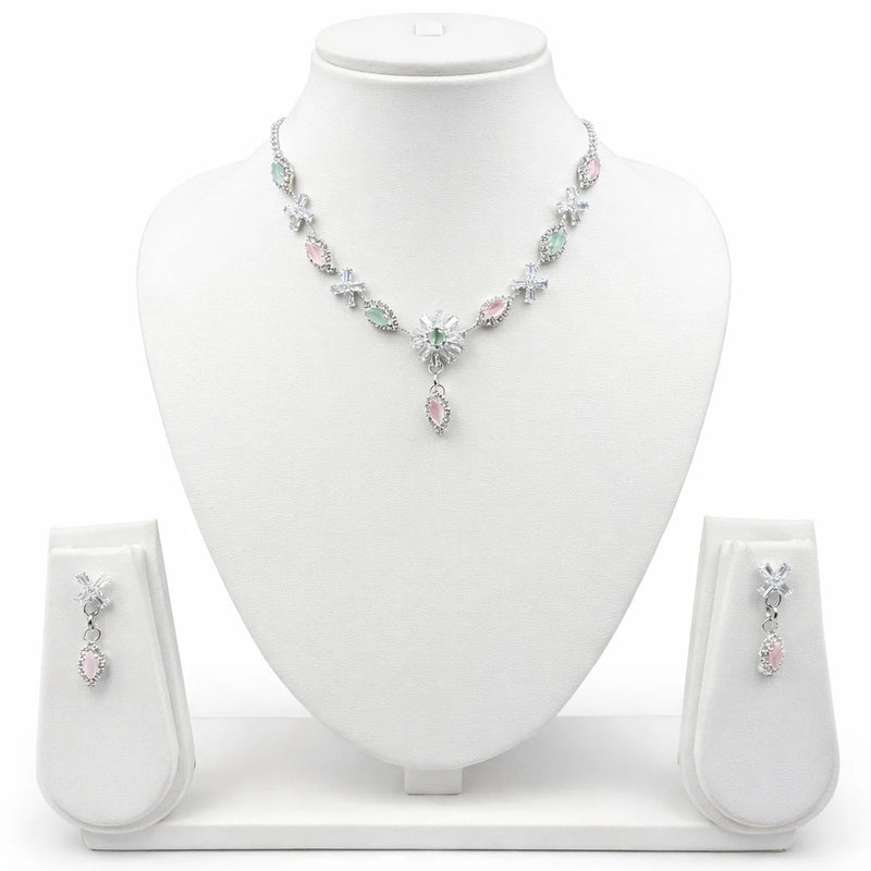 Mint & Rose Garden Necklace set for women | Kishori anti-tarnish pendant/necklace