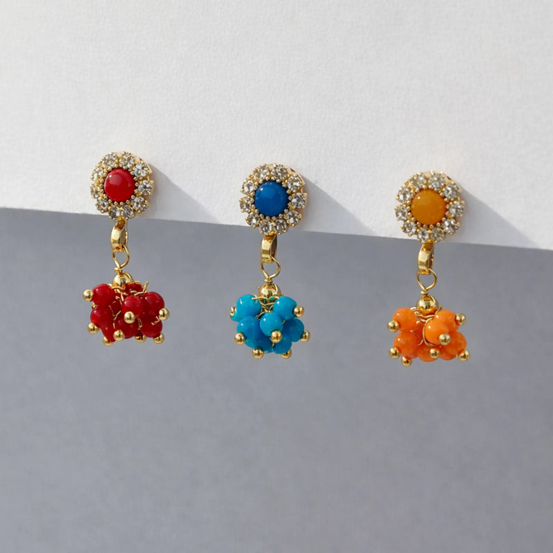 cluster drop earwear trio for women | Kishori anti-tarnish dangler earrings