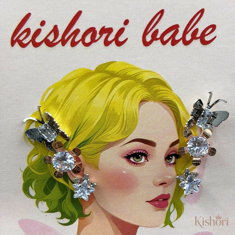 Crystal Butterfly Trio Set for women | Kishori anti-tarnish jewellery set