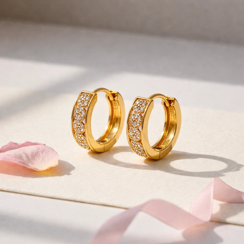 Petite Pave Hoops for women | Kishori anti-tarnish hoop earrings