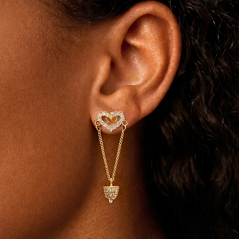 Heart Shape Stud Dangle Drop Earrings for women | Kishori anti-tarnish ring