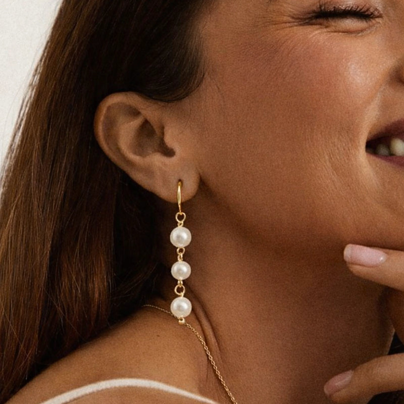 Pearl Dangle Earrings for women | Kishori anti-tarnish ring