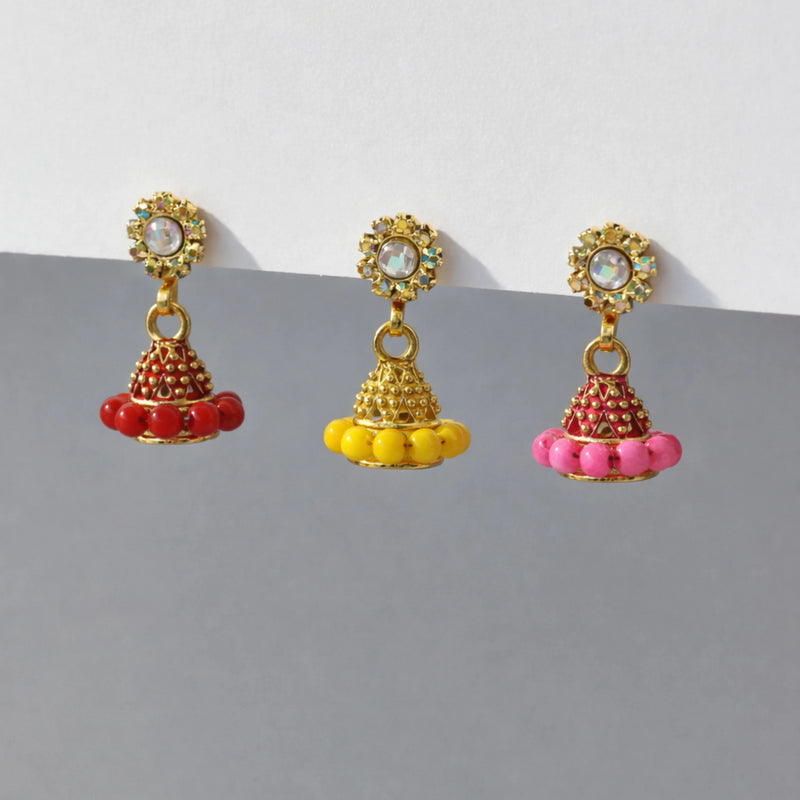 Aesthetic Jhumki Trio for women | Kishori anti-tarnish jhumka earrings