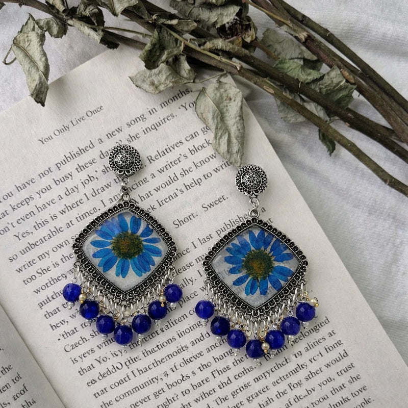 Indigo Petal Jhumka Drops for women | Kishori anti-tarnish jhumka earrings