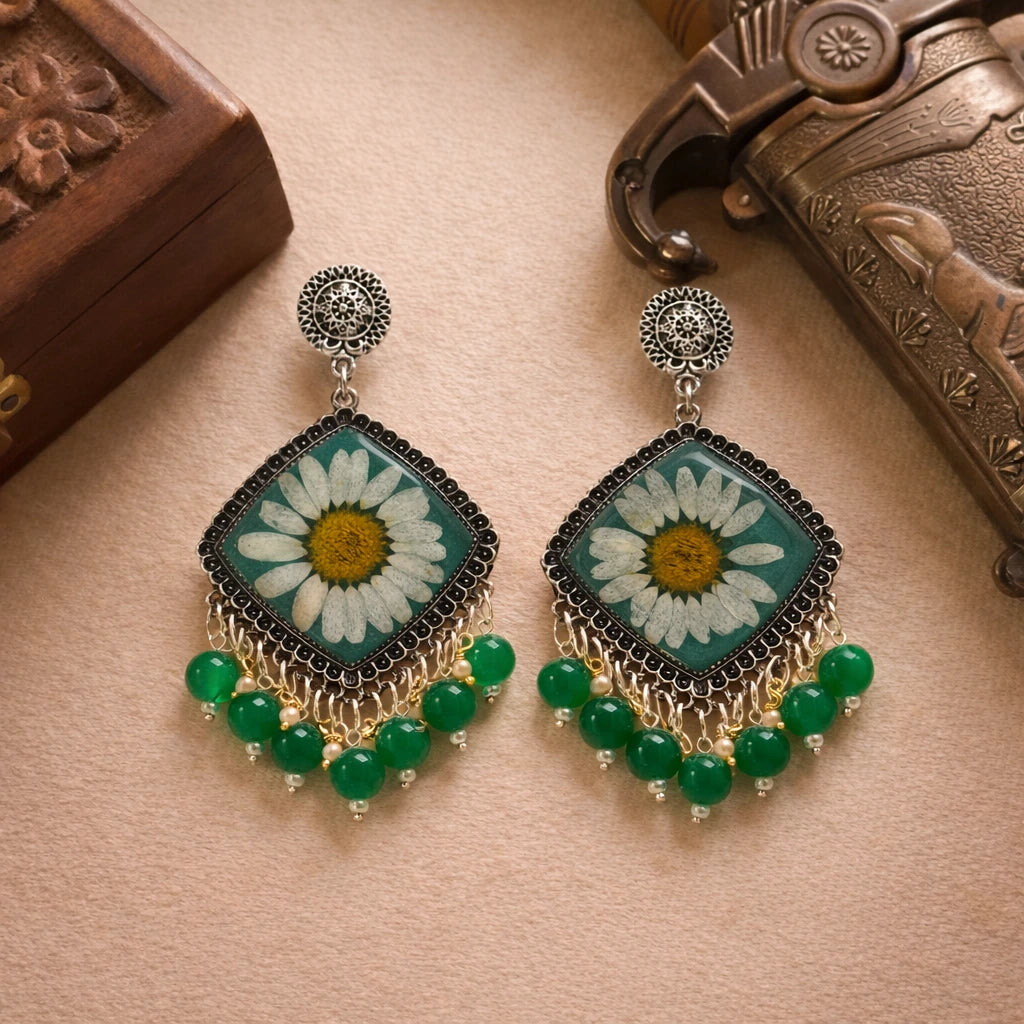 Sylva Bloom Square Jhumkas 💚