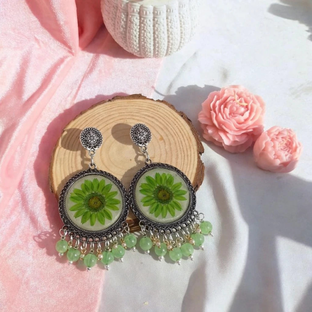 Mint Bloom Jhumkas 💚