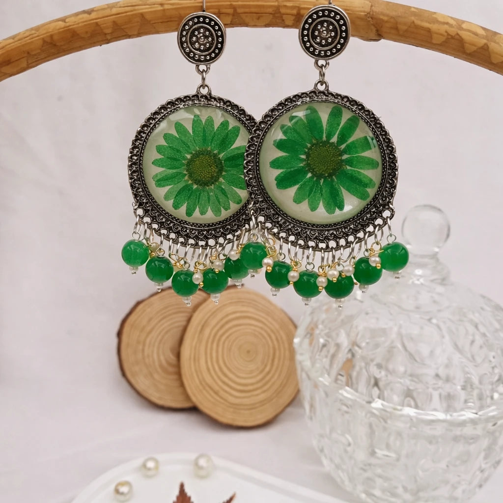 Verdant Petal Jhumkas 💚