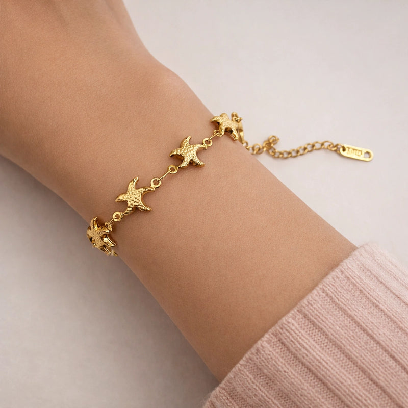 Golden Starfish Charm Bracelet for women | Kishori anti-tarnish bracelet