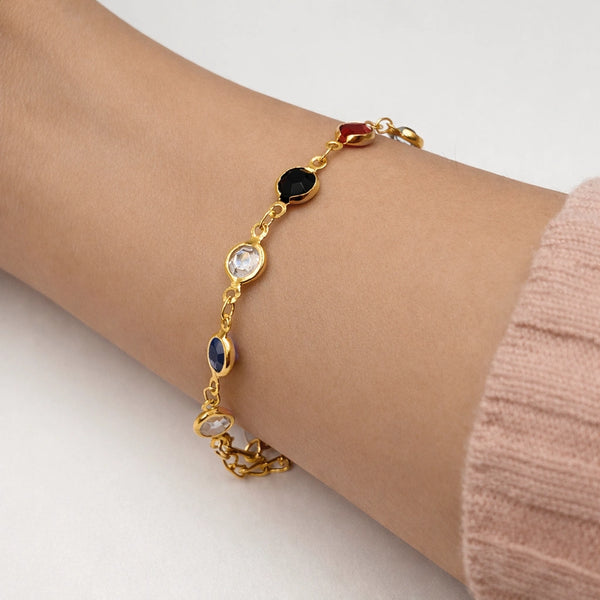 Rainbow Crystal Gold Bracelet