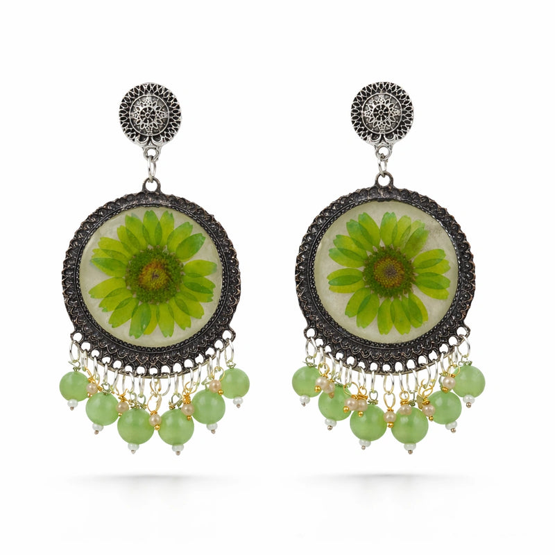 Mint Bloom Jhumkas for women | Kishori anti-tarnish jhumka earrings
