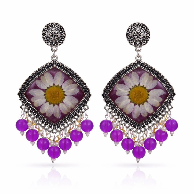 Royal Bloom Square Resin Jhumkas for women | Kishori anti-tarnish jhumka earrings