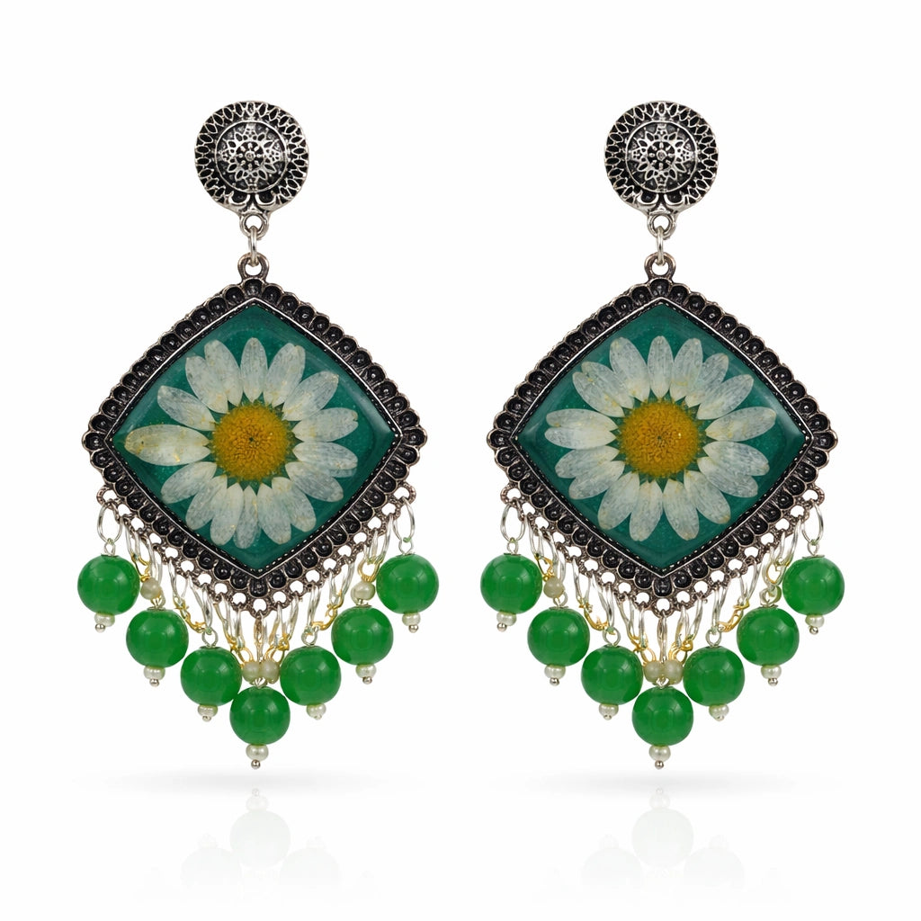 Sylva Bloom Square Jhumkas 💚
