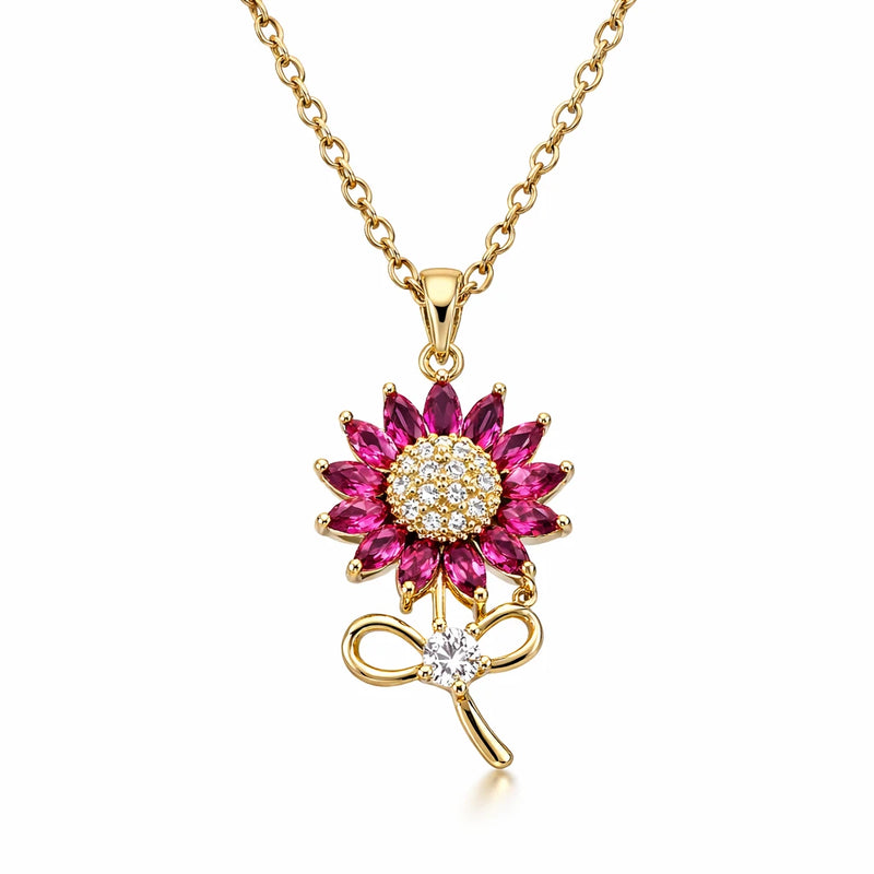 Ruby Bloom Necklace for women | Kishori anti-tarnish pendant/necklace