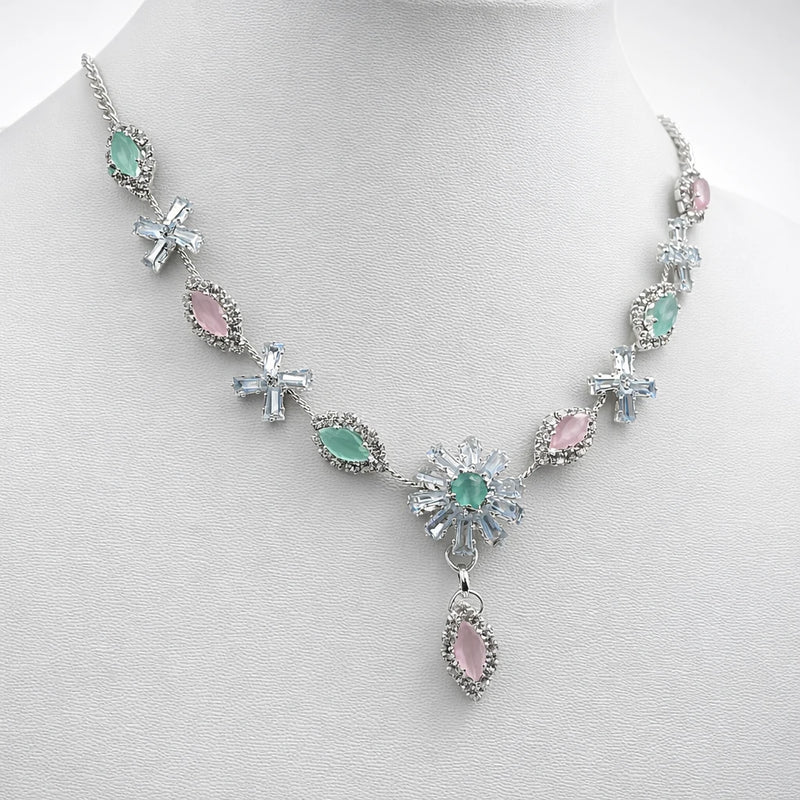 Mint & Rose Garden Necklace set for women | Kishori anti-tarnish pendant/necklace